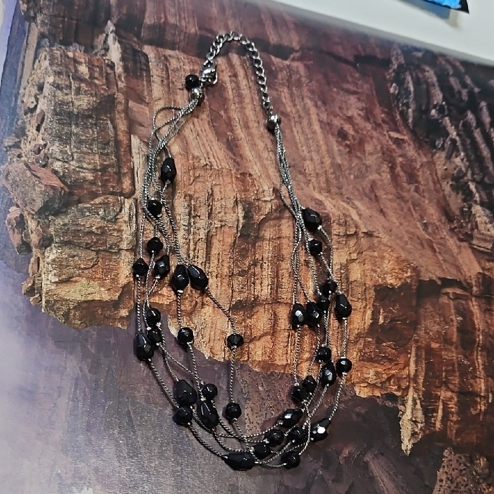 Boutique Black Beaded 5 Strand Necklace - Picture 2 of 7